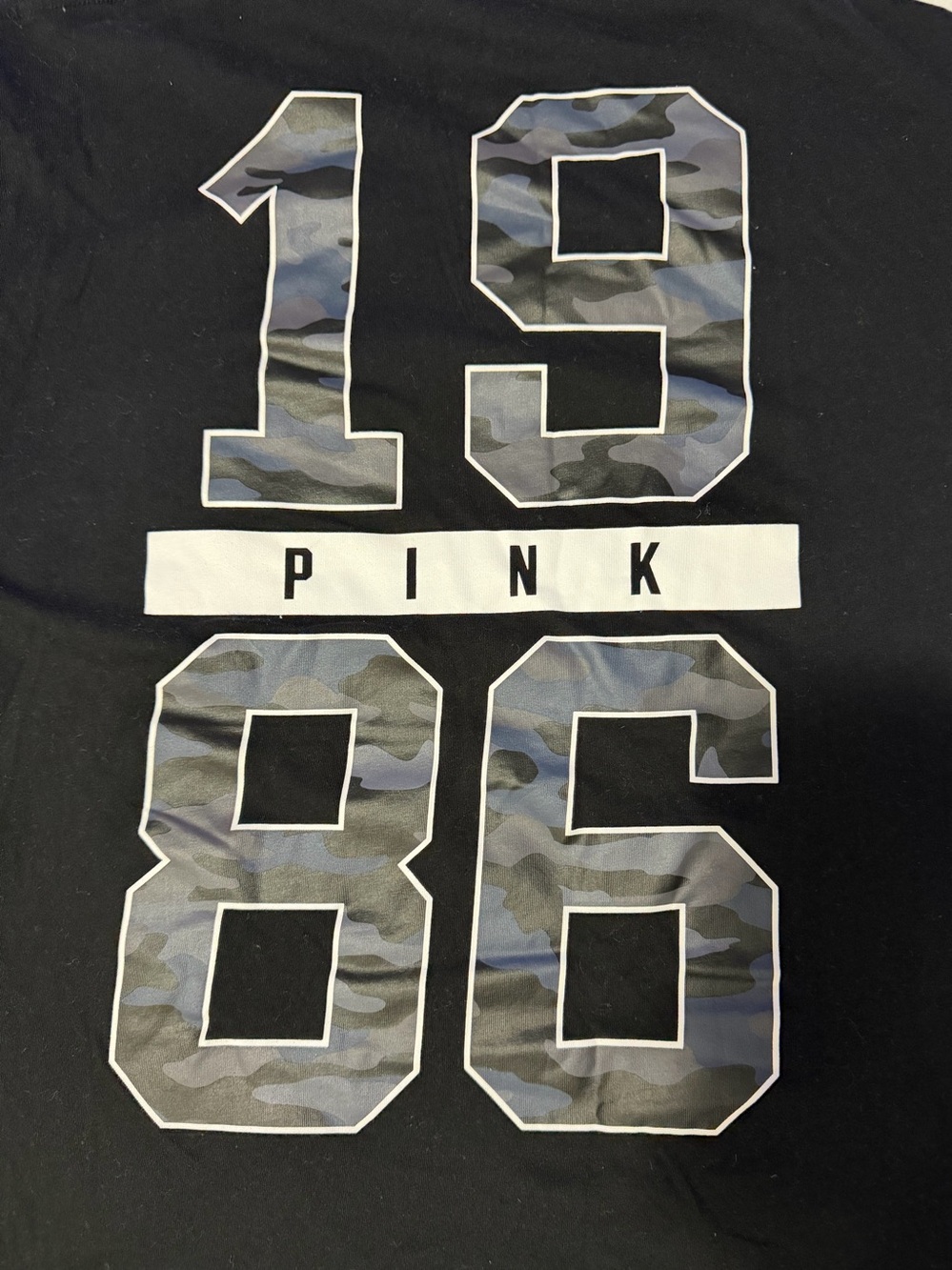 Women PINK by Victoria's Secret Black Long Sleeve Tee Shirt  w/Camo Size Medium